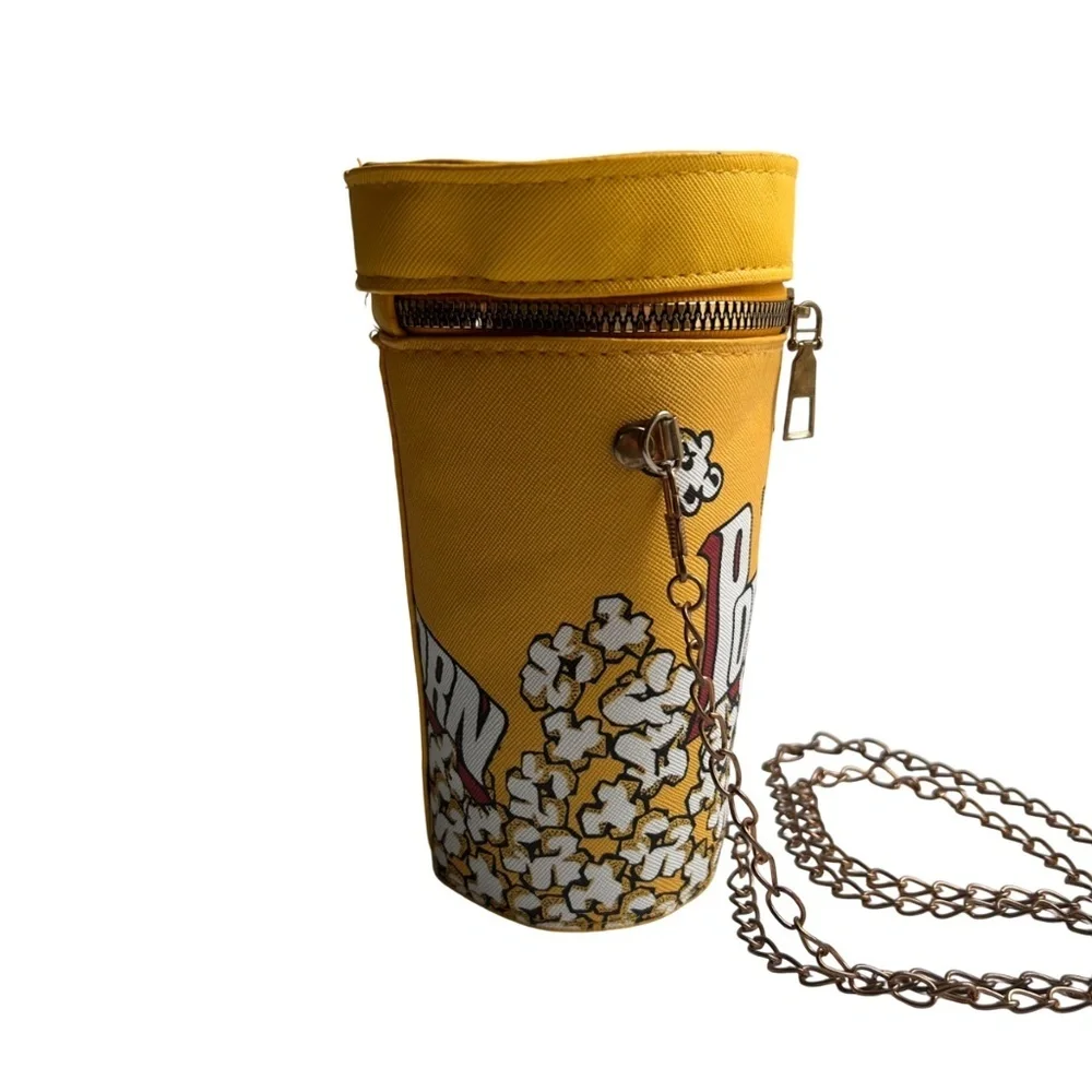 Popcorn Small Bucket Crossbody Bag​ with Chain